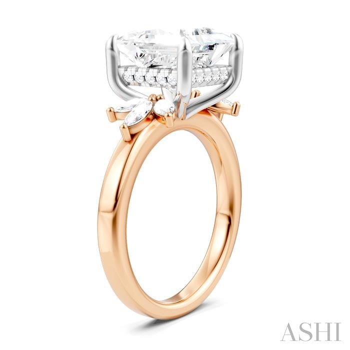 ASHI Princess Shape Semi-Mount Diamond Engagement Ring 198B3PPFHPW-SM-PN4