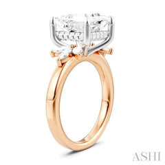 ASHI Princess Shape Semi-Mount Diamond Engagement Ring 198B3PPFHPW-SM-PN4