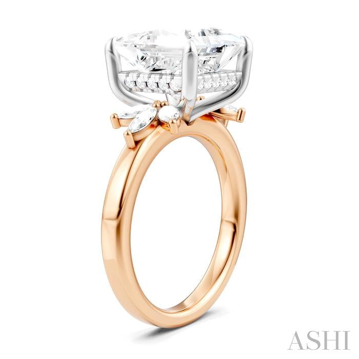 ASHI Princess Shape Semi-Mount Diamond Engagement Ring 198B3PPFHPW-SM-PN5