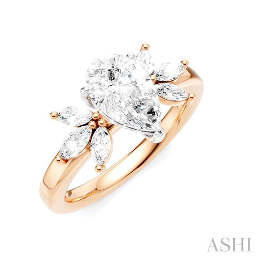 ASHI Pear Shape Semi-Mount Diamond Engagement Ring 198B3PPFHPW-SM-PR1
