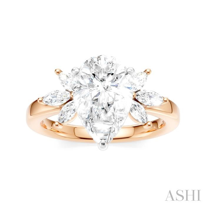 ASHI Pear Shape Semi-Mount Diamond Engagement Ring 198B3PPFHPW-SM-PR2