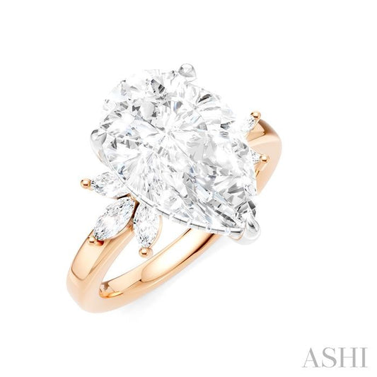 ASHI Pear Shape Semi-Mount Diamond Engagement Ring 198B3PPFHPW-SM-PR4
