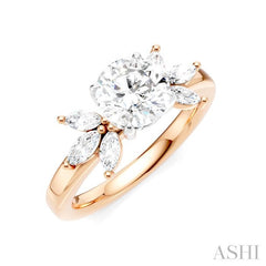 ASHI Round Shape Semi-Mount Diamond Engagement Ring 198B3PPFHPW-SM-RD1