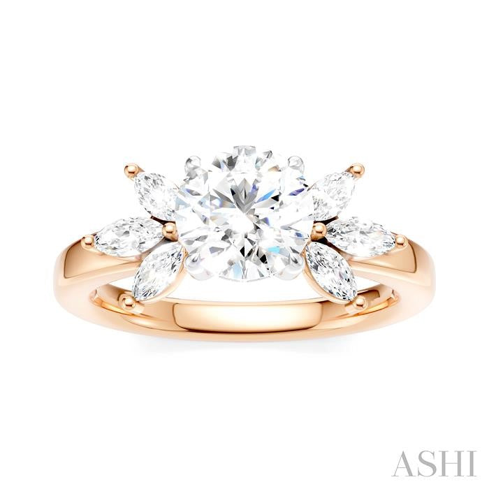 ASHI Round Shape Semi-Mount Diamond Engagement Ring 198B3PPFHPW-SM-RD1