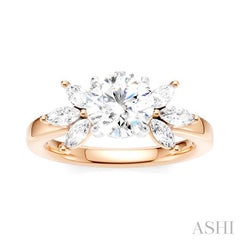 ASHI Round Shape Semi-Mount Diamond Engagement Ring 198B3PPFHPW-SM-RD1