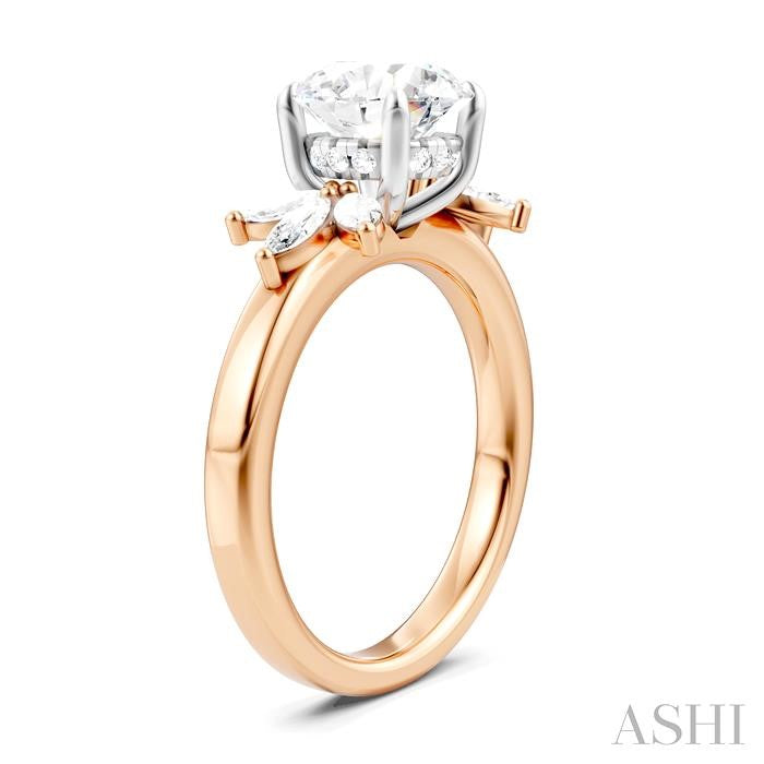 ASHI Round Shape Semi-Mount Diamond Engagement Ring 198B3PPFHPW-SM-RD2