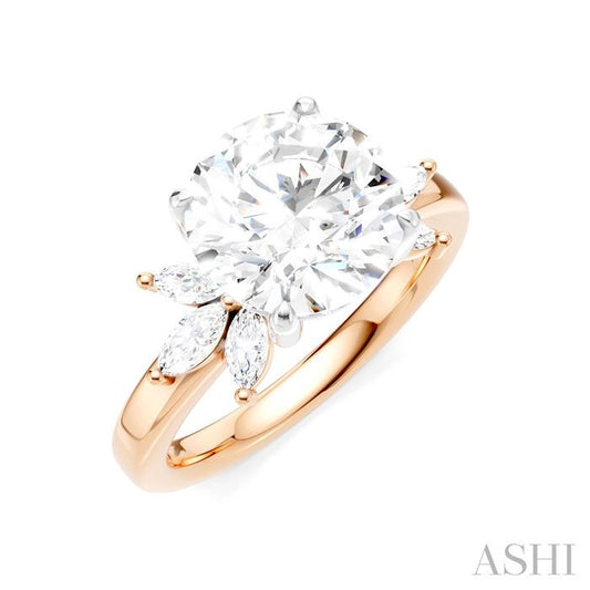 ASHI Round Shape Semi-Mount Diamond Engagement Ring 198B3PPFHPW-SM-RD3