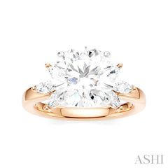 ASHI Round Shape Semi-Mount Diamond Engagement Ring 198B3PPFHPW-SM-RD3