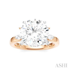 ASHI Round Shape Semi-Mount Diamond Engagement Ring 198B3PPFHPW-SM-RD4