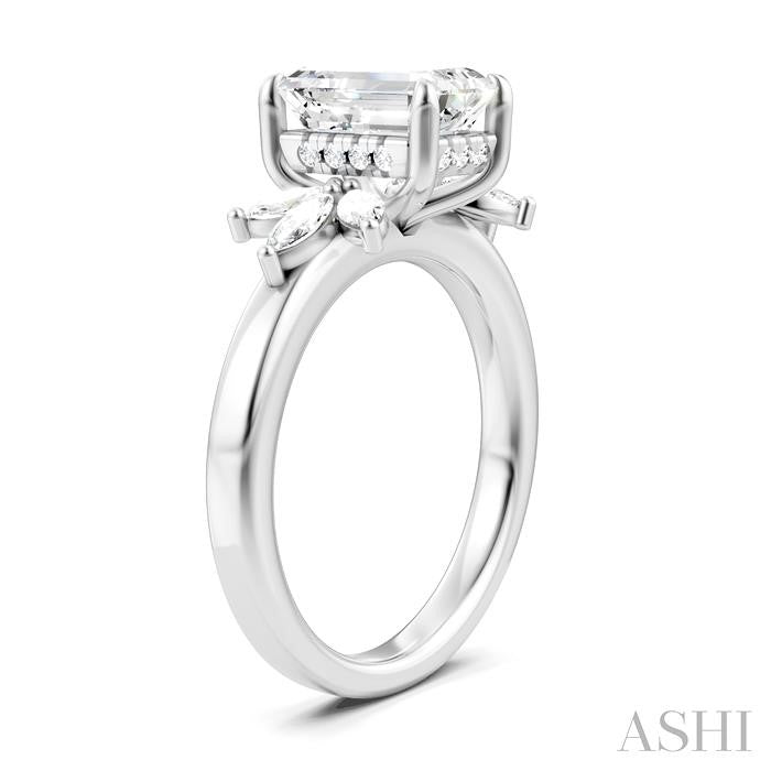 ASHI Emerald Shape Semi-Mount Diamond Engagement Ring 198B3PPFHWG-SM-EM2