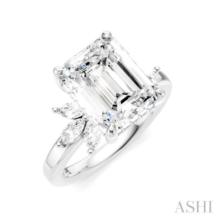 ASHI Emerald Shape Semi-Mount Diamond Engagement Ring 198B3PPFHWG-SM-EM3