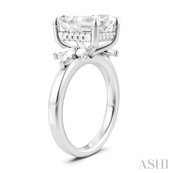ASHI Emerald Shape Semi-Mount Diamond Engagement Ring 198B3PPFHWG-SM-EM3