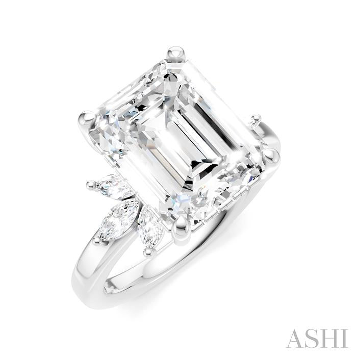 ASHI Emerald Shape Semi-Mount Diamond Engagement Ring 198B3PPFHWG-SM-EM4