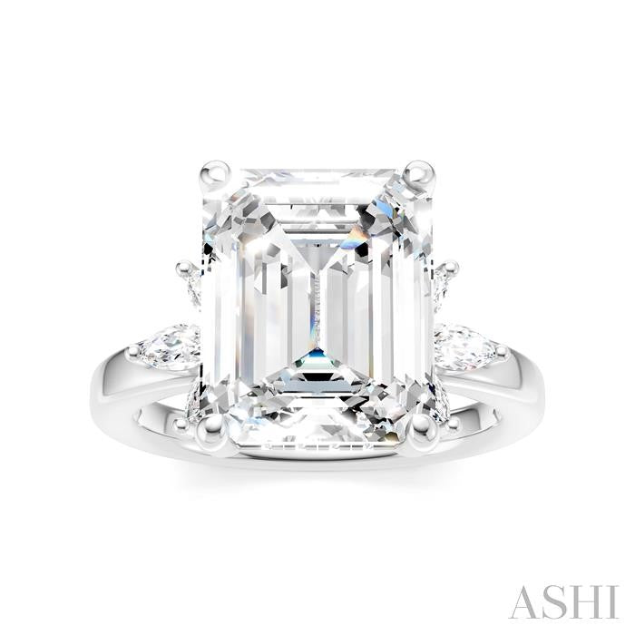 ASHI Emerald Shape Semi-Mount Diamond Engagement Ring 198B3PPFHWG-SM-EM4