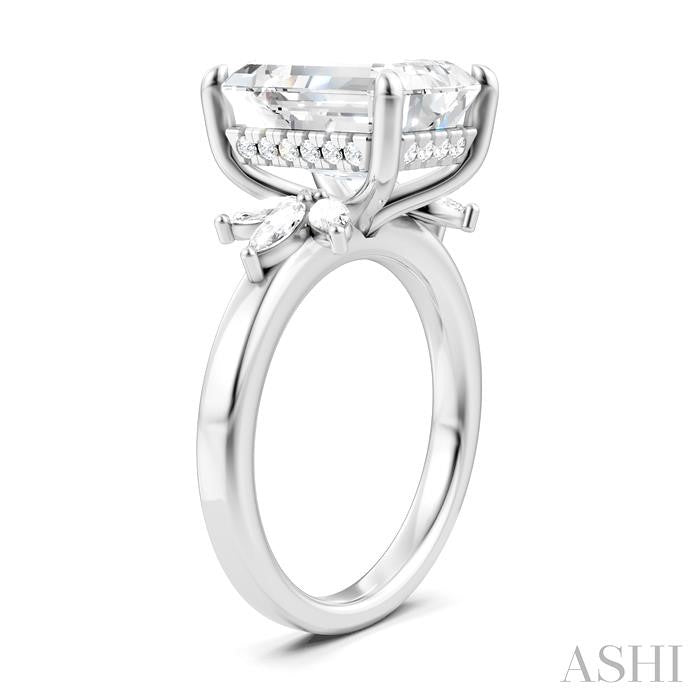 ASHI Emerald Shape Semi-Mount Diamond Engagement Ring 198B3PPFHWG-SM-EM4