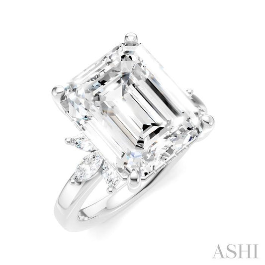 ASHI Emerald Shape Semi-Mount Diamond Engagement Ring 198B3PPFHWG-SM-EM5