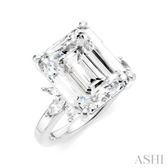 ASHI Emerald Shape Semi-Mount Diamond Engagement Ring 198B3PPFHWG-SM-EM5