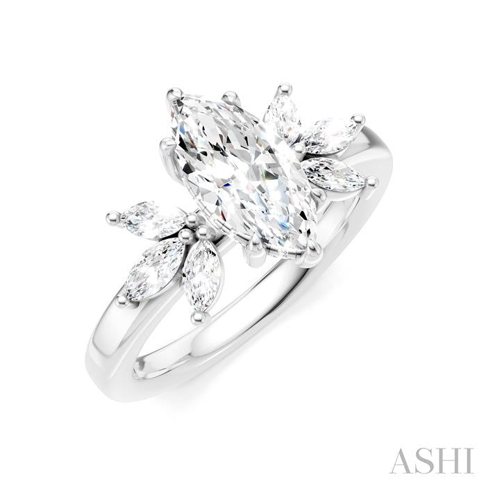 ASHI Marquise Shape Semi-Mount Diamond Engagement Ring 198B3PPFHWG-SM-MQ1