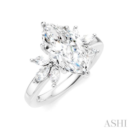 ASHI Marquise Shape Semi-Mount Diamond Engagement Ring 198B3PPFHWG-SM-MQ2