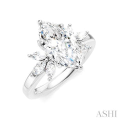 ASHI Marquise Shape Semi-Mount Diamond Engagement Ring 198B3PPFHWG-SM-MQ2