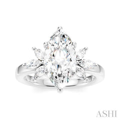 ASHI Marquise Shape Semi-Mount Diamond Engagement Ring 198B3PPFHWG-SM-MQ2