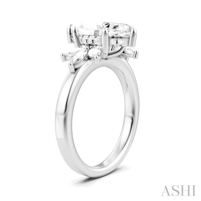 ASHI Marquise Shape Semi-Mount Diamond Engagement Ring 198B3PPFHWG-SM-MQ2