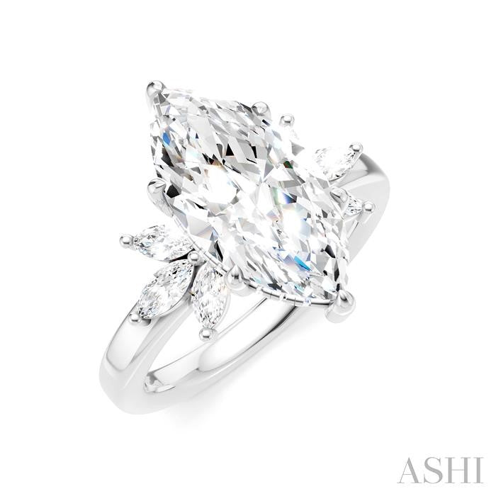 ASHI Marquise Shape Semi-Mount Diamond Engagement Ring 198B3PPFHWG-SM-MQ3