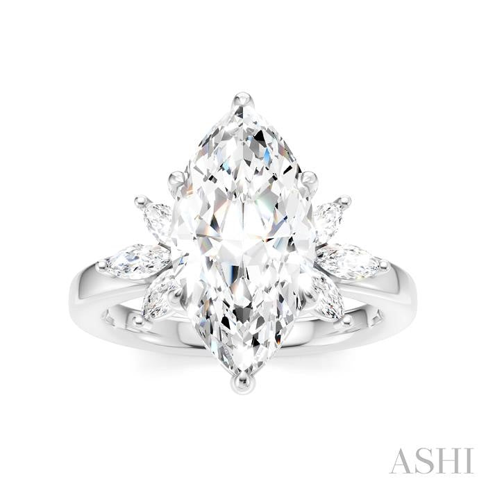 ASHI Marquise Shape Semi-Mount Diamond Engagement Ring 198B3PPFHWG-SM-MQ3