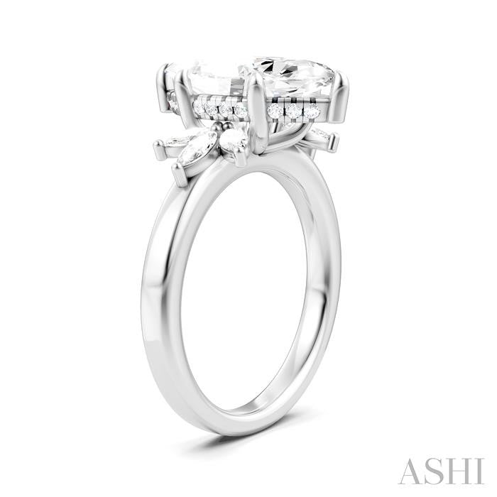 ASHI Marquise Shape Semi-Mount Diamond Engagement Ring 198B3PPFHWG-SM-MQ3