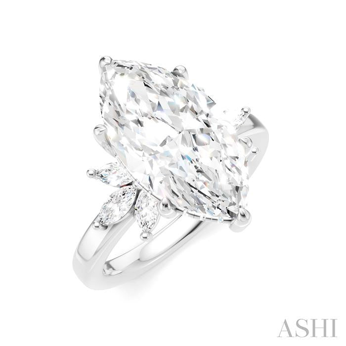 ASHI Marquise Shape Semi-Mount Diamond Engagement Ring 198B3PPFHWG-SM-MQ4