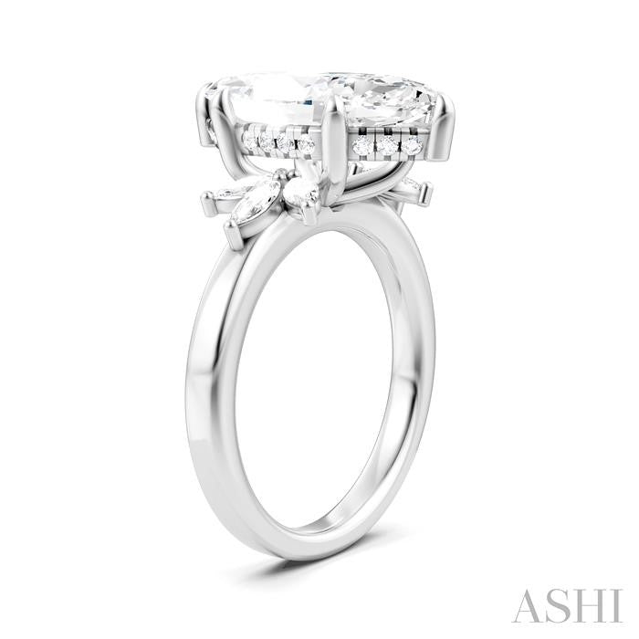 ASHI Marquise Shape Semi-Mount Diamond Engagement Ring 198B3PPFHWG-SM-MQ4