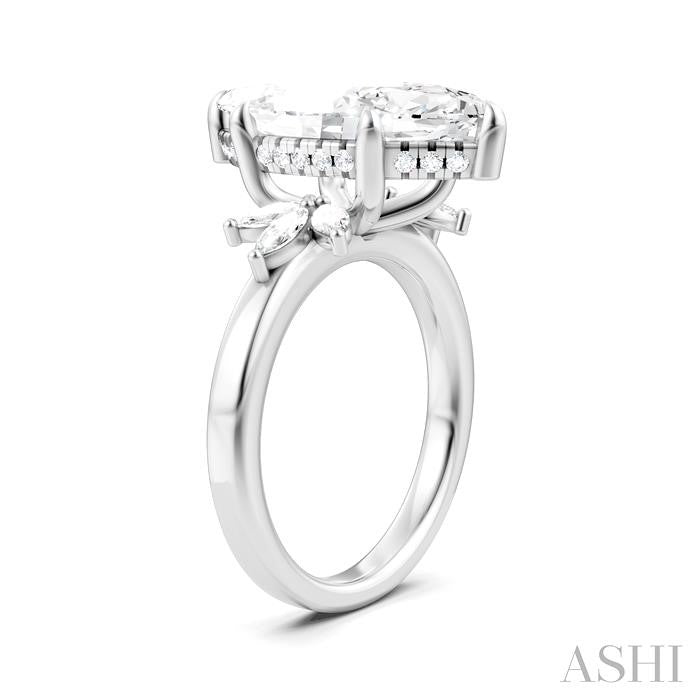 ASHI Marquise Shape Semi-Mount Diamond Engagement Ring 198B3PPFHWG-SM-MQ5