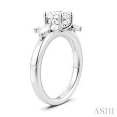 ASHI Oval Shape Semi-Mount Diamond Engagement Ring 198B3PPFHWG-SM-OV1