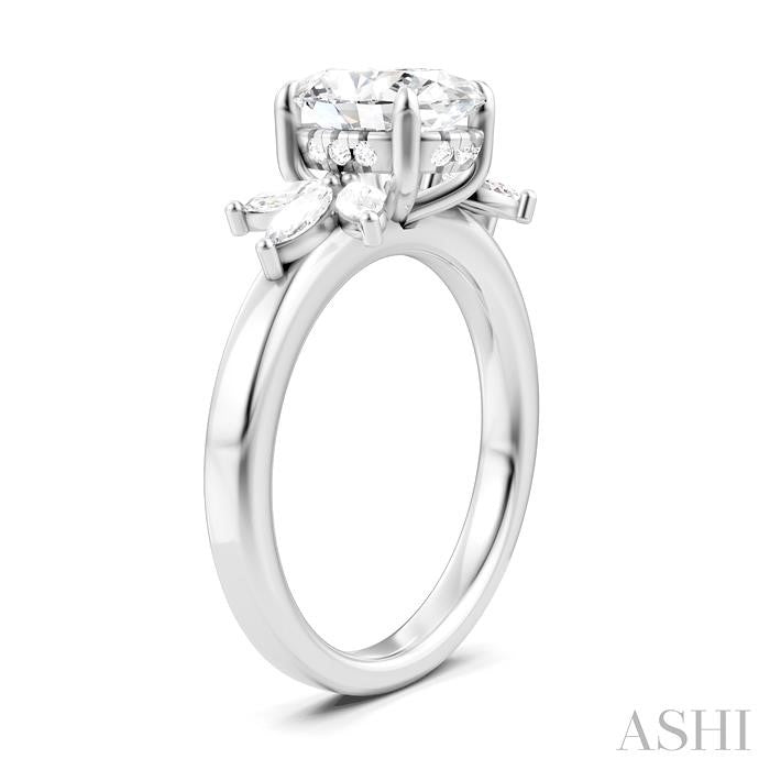ASHI Oval Shape Semi-Mount Diamond Engagement Ring 198B3PPFHWG-SM-OV2