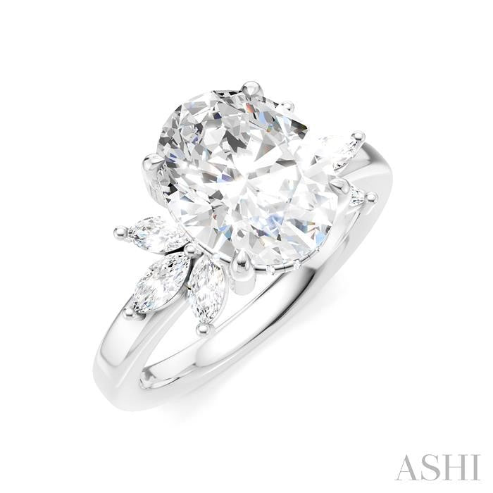 ASHI Oval Shape Semi-Mount Diamond Engagement Ring 198B3PPFHWG-SM-OV3