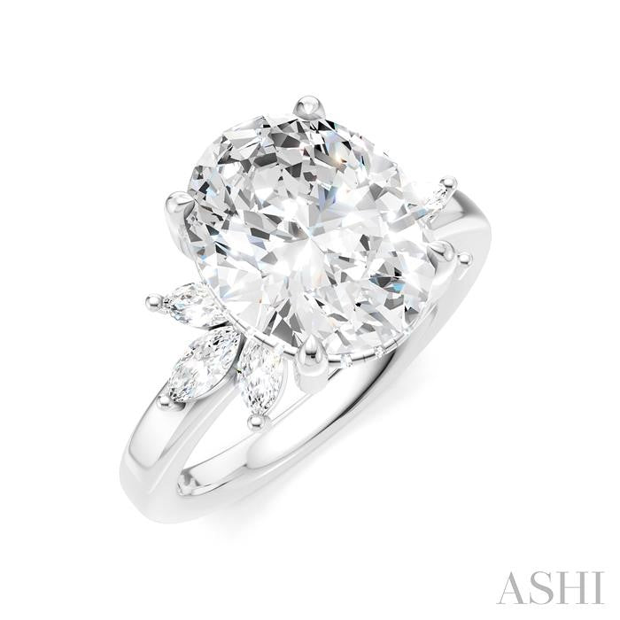 ASHI Oval Shape Semi-Mount Diamond Engagement Ring 198B3PPFHWG-SM-OV4