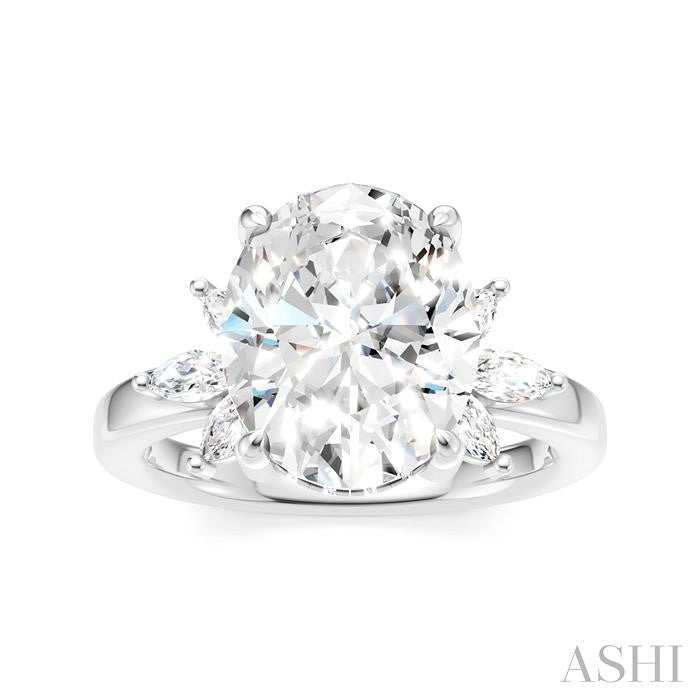ASHI Oval Shape Semi-Mount Diamond Engagement Ring 198B3PPFHWG-SM-OV4