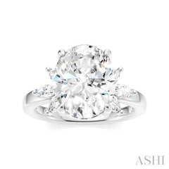 ASHI Oval Shape Semi-Mount Diamond Engagement Ring 198B3PPFHWG-SM-OV4