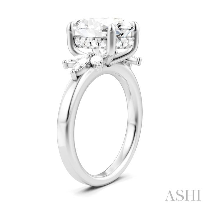 ASHI Oval Shape Semi-Mount Diamond Engagement Ring 198B3PPFHWG-SM-OV4