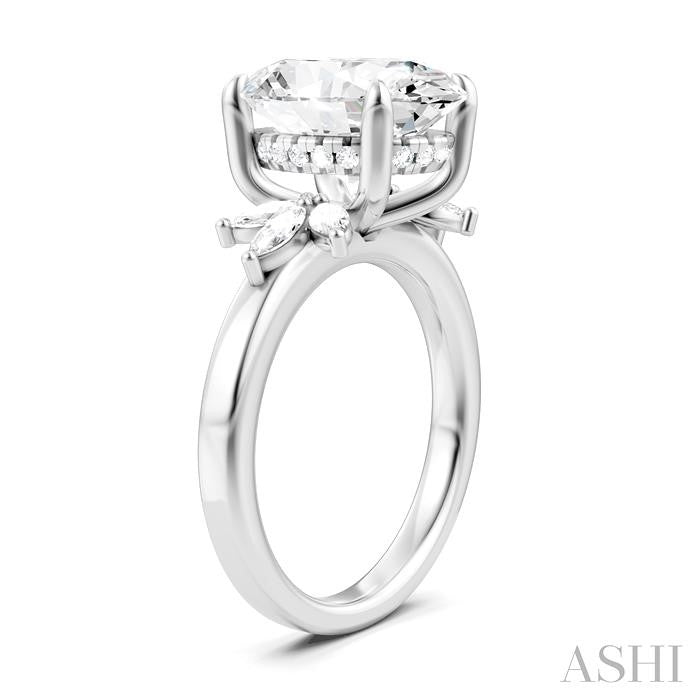 ASHI Oval Shape Semi-Mount Diamond Engagement Ring 198B3PPFHWG-SM-OV5