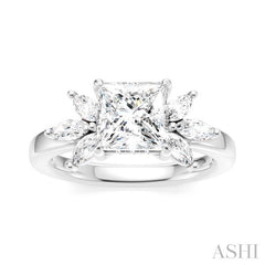 ASHI Princess Shape Semi-Mount Diamond Engagement Ring 198B3PPFHWG-SM-PN1