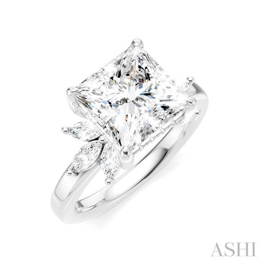 ASHI Princess Shape Semi-Mount Diamond Engagement Ring 198B3PPFHWG-SM-PN3
