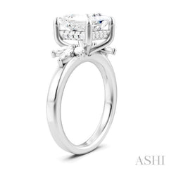 ASHI Princess Shape Semi-Mount Diamond Engagement Ring 198B3PPFHWG-SM-PN3