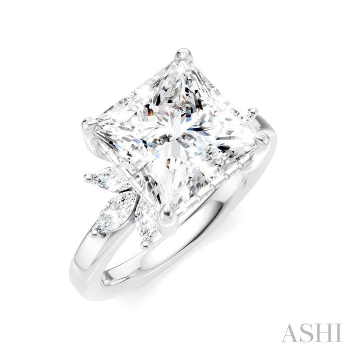 ASHI Princess Shape Semi-Mount Diamond Engagement Ring 198B3PPFHWG-SM-PN4