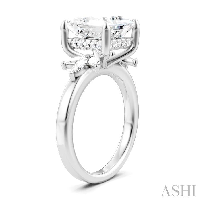 ASHI Princess Shape Semi-Mount Diamond Engagement Ring 198B3PPFHWG-SM-PN4