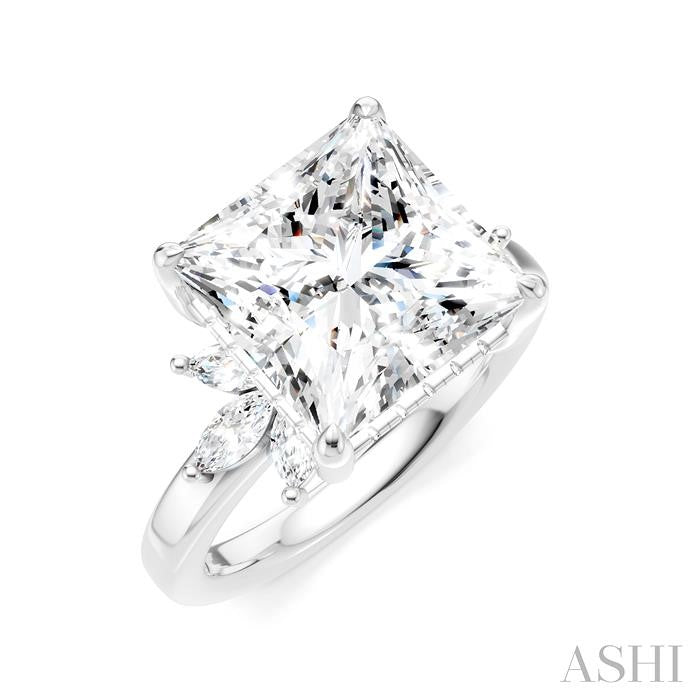 ASHI Princess Shape Semi-Mount Diamond Engagement Ring 198B3PPFHWG-SM-PN5