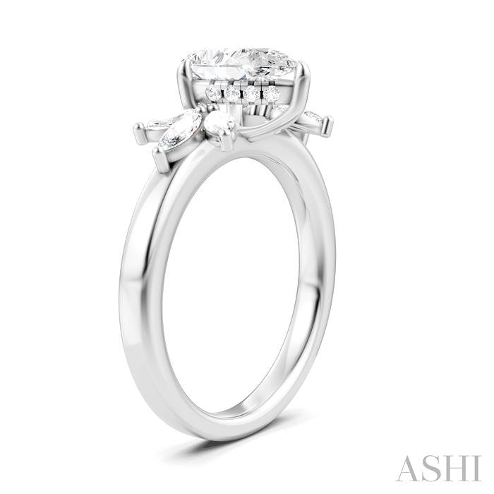 ASHI Pear Shape Semi-Mount Diamond Engagement Ring 198B3PPFHWG-SM-PR1