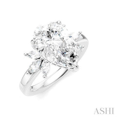 ASHI Pear Shape Semi-Mount Diamond Engagement Ring 198B3PPFHWG-SM-PR3