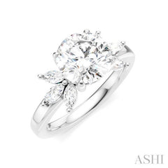 ASHI Round Shape Semi-Mount Diamond Engagement Ring 198B3PPFHWG-SM-RD2