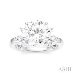 ASHI Round Shape Semi-Mount Diamond Engagement Ring 198B3PPFHWG-SM-RD3